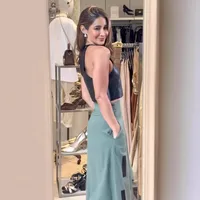 Summer Casual Sexy Solid Color Spandex Polyester Maxi Long Dress Skirts main image 3