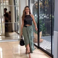 Summer Casual Sexy Solid Color Spandex Polyester Maxi Long Dress Skirts main image 4