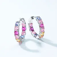 1 Pair Simple Style Classic Style Color Block Inlay Sterling Silver Zircon Earrings main image 1