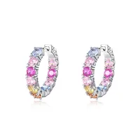 1 Pair Simple Style Classic Style Color Block Inlay Sterling Silver Zircon Earrings main image 3