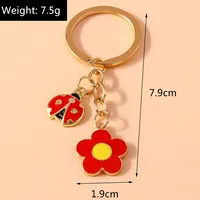 Pastoral Beetles Flower Alloy Keychain main image 2