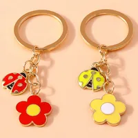 Pastoral Beetles Flower Alloy Keychain main image 1