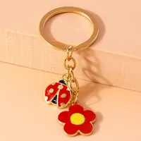 Pastoral Beetles Flower Alloy Keychain main image 4