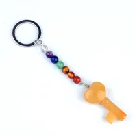 Simple Style Heart Shape Key Natural Stone Crystal Beaded Bag Pendant Keychain sku image 26