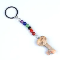 Simple Style Heart Shape Key Natural Stone Crystal Beaded Bag Pendant Keychain sku image 27