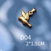 1 Piece 13 * 14mm 15 * 21mm 9 * 17mm Titanium Steel 18K Gold Plated Tiger Elephant Bird Polished Pendant sku image 8