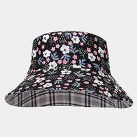 Women's Elegant Business Classic Style Color Block Printing Flat Eaves Bucket Hat sku image 8