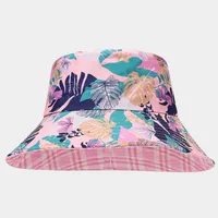 Women's Elegant Business Classic Style Color Block Printing Flat Eaves Bucket Hat sku image 5