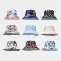Women's Elegant Business Classic Style Color Block Printing Flat Eaves Bucket Hat main image 1