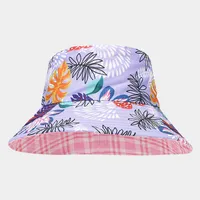Women's Elegant Business Classic Style Color Block Printing Flat Eaves Bucket Hat sku image 1