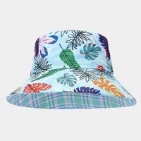 Women's Elegant Business Classic Style Color Block Printing Flat Eaves Bucket Hat sku image 2