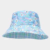 Women's Elegant Business Classic Style Color Block Printing Flat Eaves Bucket Hat sku image 10