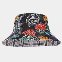Women's Elegant Business Classic Style Color Block Printing Flat Eaves Bucket Hat sku image 3