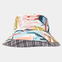 Women's Elegant Business Classic Style Color Block Printing Flat Eaves Bucket Hat sku image 6