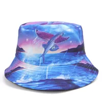 Women's Simple Style Classic Style Color Block Printing Flat Eaves Bucket Hat sku image 1
