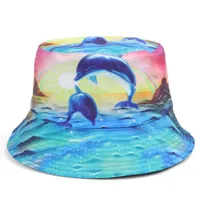 Women's Simple Style Classic Style Color Block Printing Flat Eaves Bucket Hat sku image 3