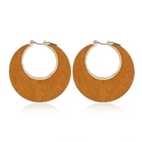 1 Pair Classical Classic Style Geometric Plating Wood Hoop Earrings sku image 2