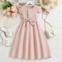 Casual Elegant Solid Color Polyester Girls Dresses main image 1