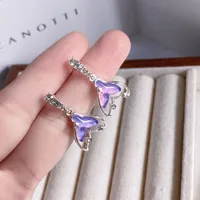 1 Pair Cute Lady Sweet Moon Flower Bow Knot Plating Alloy Opal Zircon Silver Plated Drop Earrings Ear Studs sku image 16
