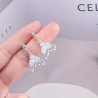 1 Pair Cute Lady Sweet Moon Flower Bow Knot Plating Alloy Opal Zircon Silver Plated Drop Earrings Ear Studs sku image 17