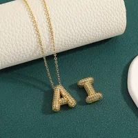 Wholesale Casual Simple Style Letter Copper Plating Inlay Zircon Pendant Necklace main image 3