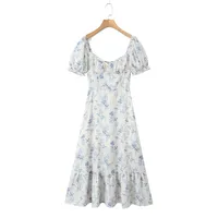 Women's Regular Dress Streetwear U Neck Short Sleeve Ditsy Floral Maxi Long Dress Holiday Date main image 4