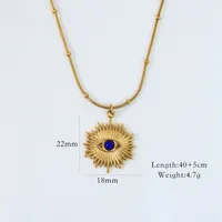 Titanium Steel 14K Gold Plated Elegant Classical Lady Plating Inlay Geometric Round Devil's Eye Natural Stone Rings Bracelets Necklace main image 6