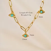 Elegant Vintage Style Streetwear Geometric Round Devil's Eye 14K Gold Plated Amazonite Natural Stone Titanium Steel Wholesale Rings Bracelets Necklace main image 7