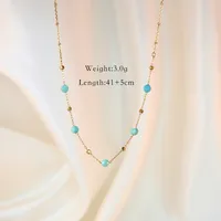 Elegant Vintage Style Streetwear Geometric Round Devil's Eye 14K Gold Plated Amazonite Natural Stone Titanium Steel Wholesale Rings Bracelets Necklace sku image 6