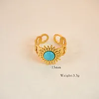 Elegant Vintage Style Streetwear Geometric Round Devil's Eye 14K Gold Plated Amazonite Natural Stone Titanium Steel Wholesale Rings Bracelets Necklace main image 8