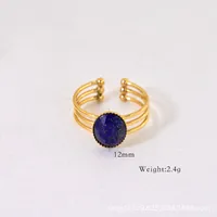Titanium Steel 14K Gold Plated Elegant Classical Lady Plating Inlay Geometric Round Devil's Eye Natural Stone Rings Bracelets Necklace sku image 3