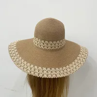 Women's Vacation Color Block Curved Eaves Sun Hat main image 2