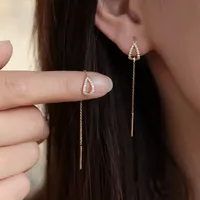 1 Pair IG Style Simple Style Water Droplets Hollow Out Inlay Alloy Rhinestones Ear Line main image 1