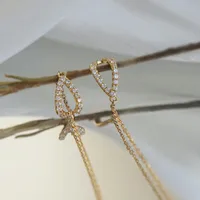 1 Pair IG Style Simple Style Water Droplets Hollow Out Inlay Alloy Rhinestones Ear Line main image 3