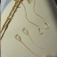 1 Pair IG Style Simple Style Water Droplets Hollow Out Inlay Alloy Rhinestones Ear Line main image 4