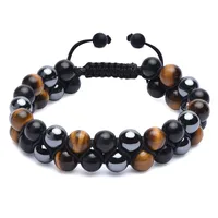 Europe And The United States  Hot Sale Natural Tiger Eye Agate Stone Bracelet Men's Woven Adjustable Black Magnet Hematite Bracelet sku image 5