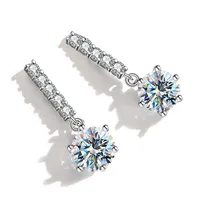 1 Pair Elegant Streetwear Geometric GRA Certificate Sterling Silver Moissanite White Gold Plated Drop Earrings sku image 1