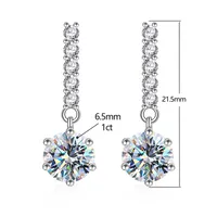 1 Pair Elegant Streetwear Geometric GRA Certificate Sterling Silver Moissanite White Gold Plated Drop Earrings main image 4