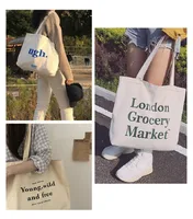 Women's Large Canvas Letter Basic Classic Style Zipper Canvas Bag main image 6