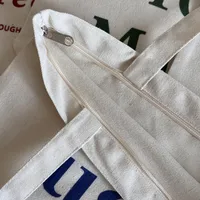 Women's Large Canvas Letter Basic Classic Style Zipper Canvas Bag main image 8