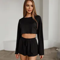 Home Outdoor Women's Simple Style Solid Color Spandex Polyester Shorts Sets Shorts Sets main image 5
