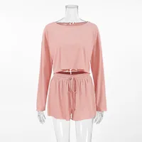 Home Outdoor Women's Simple Style Solid Color Spandex Polyester Shorts Sets Shorts Sets sku image 3