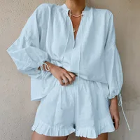 Holiday Daily Women's Casual Solid Color Cotton Pants Sets Shorts Sets main image 1