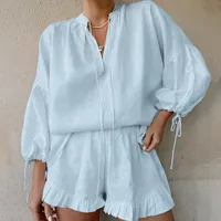 Holiday Daily Women's Casual Solid Color Cotton Pants Sets Shorts Sets main image 3