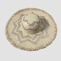 Unisex Basic Solid Color Hollow Out Big Eaves Straw Hat main image 3