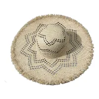 Unisex Basic Solid Color Hollow Out Big Eaves Straw Hat main image 4