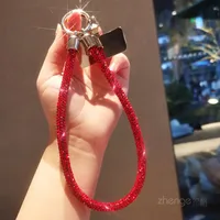 Short Ins Luxury Metal Clip Diamond Sparkling Mobile Phone Lanyard Women's Geometric Pattern Soft Rubber Jewelry Accessories sku image 3