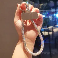 Short Ins Luxury Metal Clip Diamond Sparkling Mobile Phone Lanyard Women's Geometric Pattern Soft Rubber Jewelry Accessories sku image 1