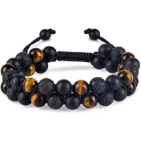 Europe And The United States  Hot Sale Natural Tiger Eye Agate Stone Bracelet Men's Woven Adjustable Black Magnet Hematite Bracelet sku image 6