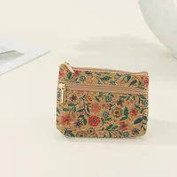 Unisex Geometric Cork Zipper Wallets sku image 4